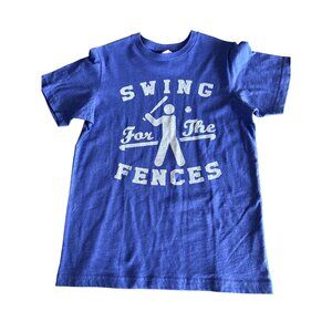 Youth M Blue Swing For The Fences Baseball Graphic T-Shirt L.A.T Apparel Cotton